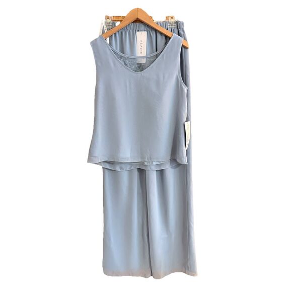 Azazie Mother of the Bride Maura Pantsuit 3 Pc  Dusty Blue Wedding New! Size 10 - Picture 4 of 16